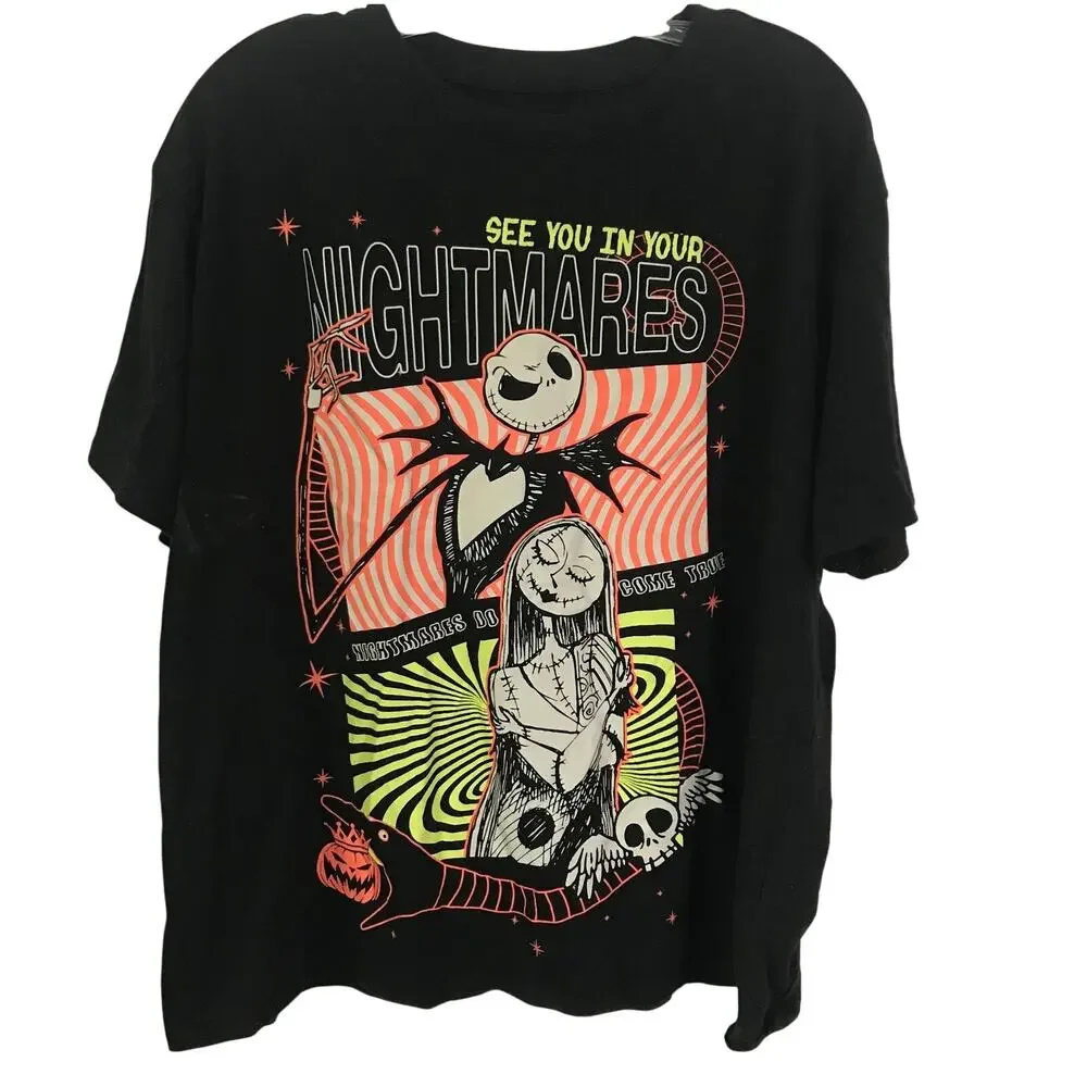 Halloween Tim Burton Disney Tee Shirt Unisex XXL Tim Burton Nightmare Size 20